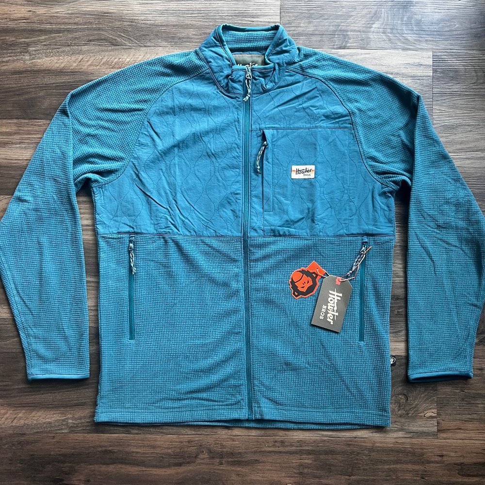 NWT Howler Bros Talisman grid fleece base layer w/stash pocket, ocean blue L